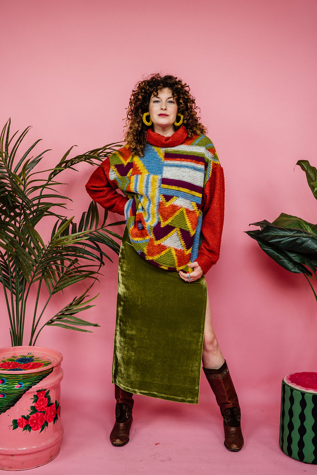 Knitted Colour Block Pullover in Pattern Clash - Megan Crook