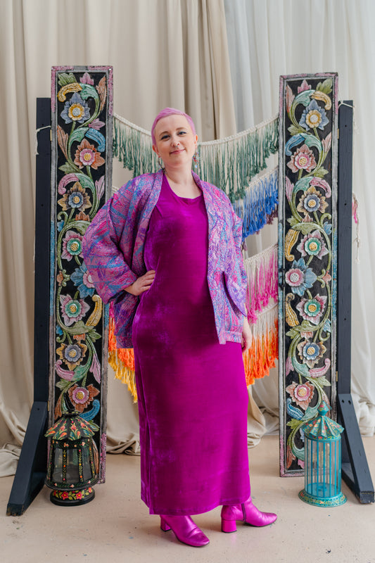 Velvet Maxi Dress in Orchid
