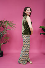 Load image into Gallery viewer, Straight Leg Trousers in Blue Glitter Chevron
