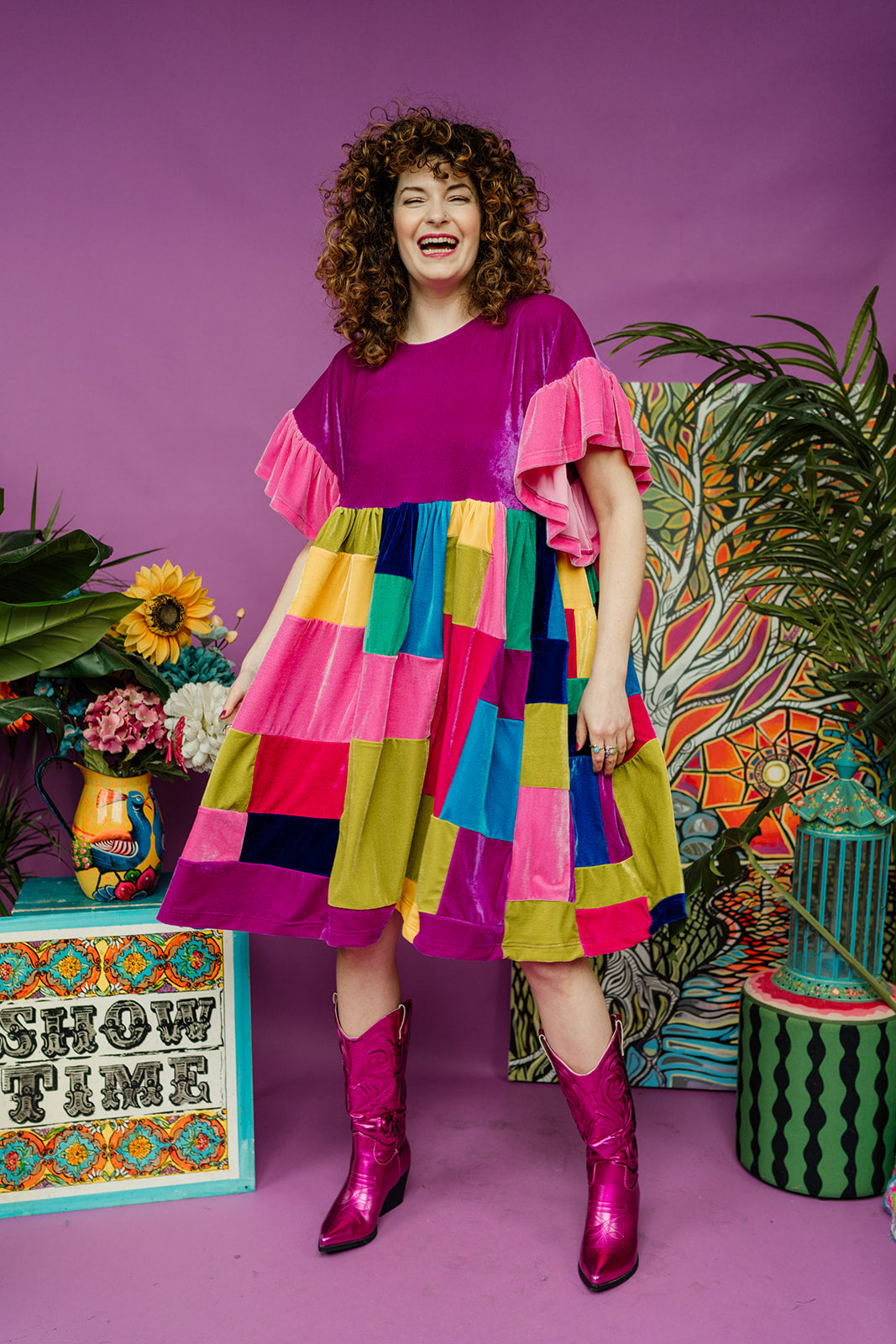 Patchwork Velvet Summer Smock Dress - Megan Crook