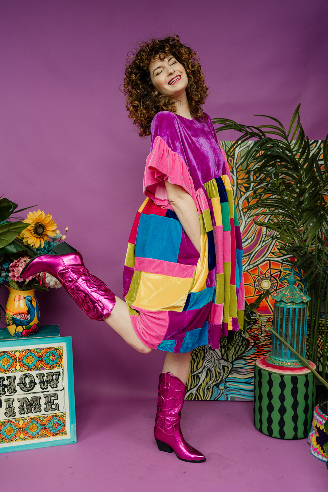 Patchwork Velvet Summer Smock Dress - Megan Crook