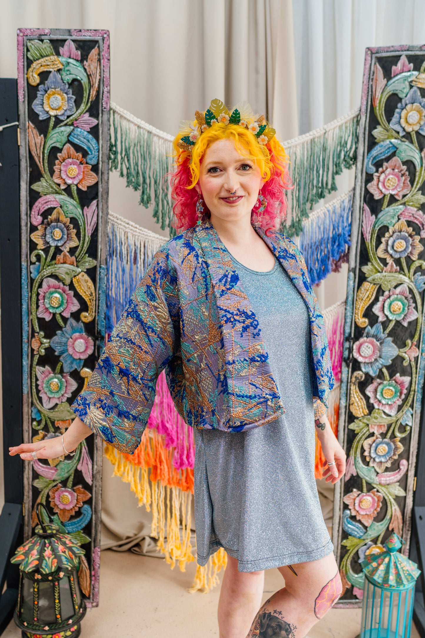 Cropped Kimono Jacket in Ocean Breeze