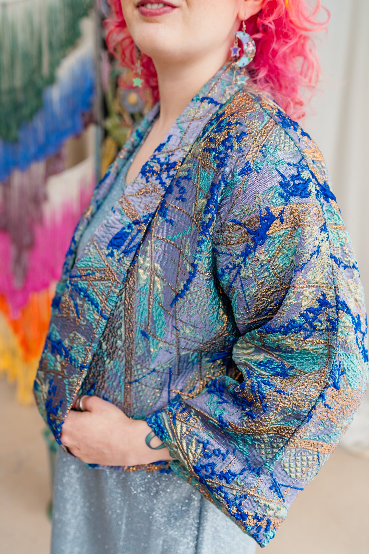 Cropped Kimono Jacket in Ocean Breeze