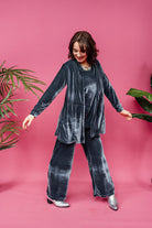 Velvet Straight Leg Trousers in Slate Grey - Megan Crook