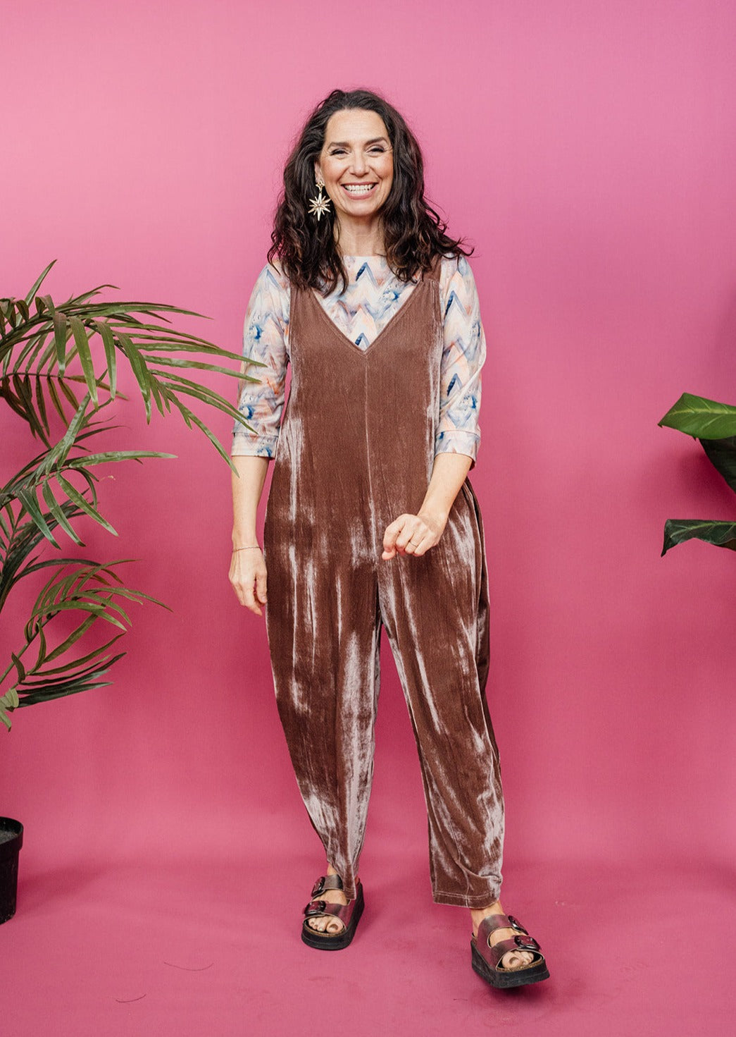 SALE - 3/4 Sleeve Top in Pastel Chevron - Megan Crook