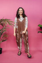 Load image into Gallery viewer, Velvet Dungaree Jumpsuit in Mushroom