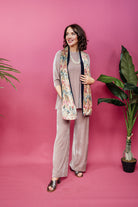 Velvet Straight Leg Trousers in Oyster - Megan Crook