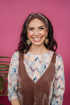 SALE - 3/4 Sleeve Top in Pastel Chevron - Megan Crook