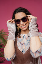 Velvet Cowl and Wrist Warmers Set in Oyster - Megan Crook