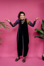 Load image into Gallery viewer, Velvet Dungaree Jumpsuit in Black