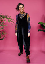 Load image into Gallery viewer, Velvet Dungaree Jumpsuit in Black