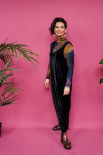 Load image into Gallery viewer, Velvet Dungaree Jumpsuit in Black