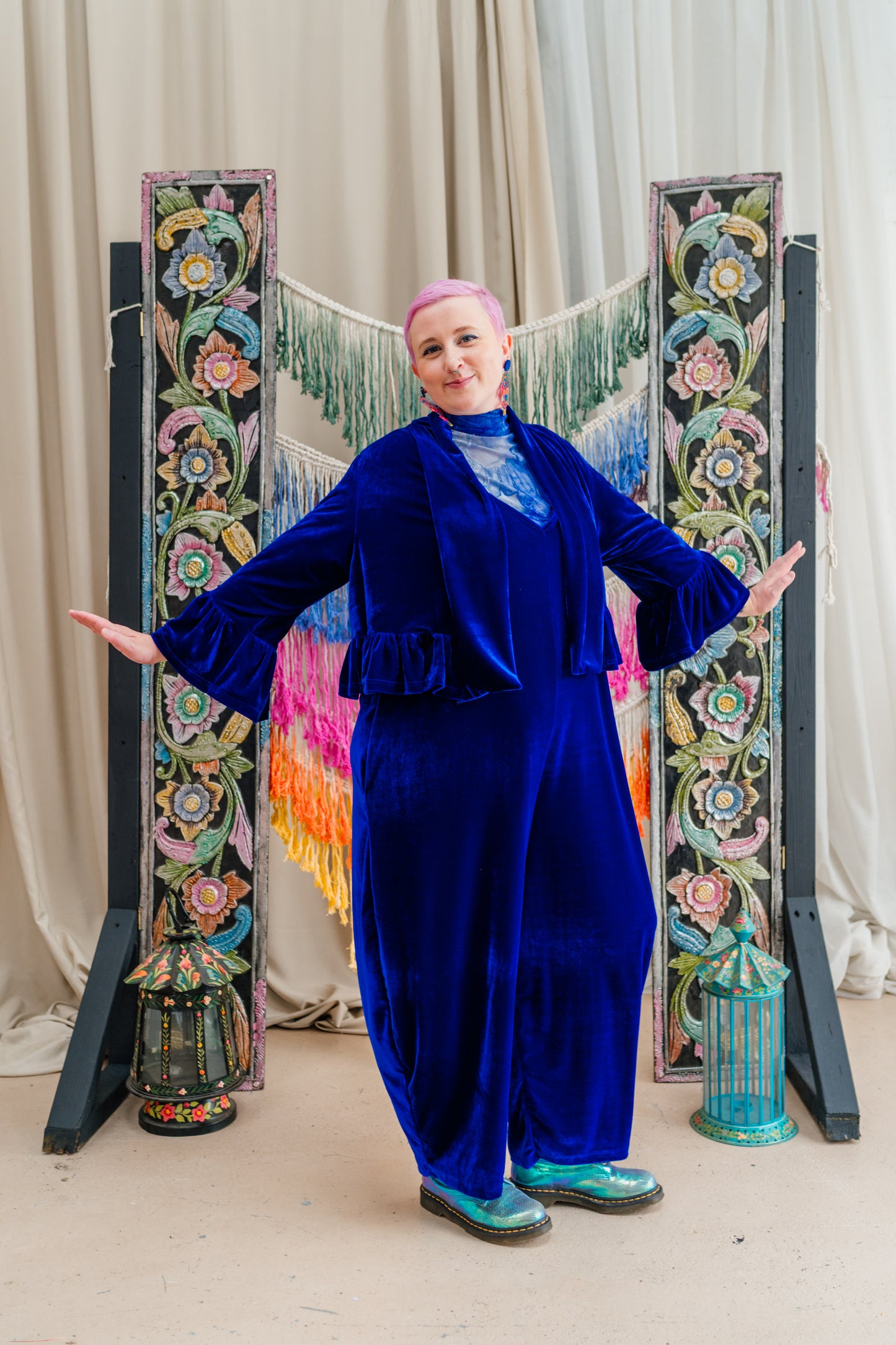 Velvet Ruffle Bolero in Royal Blue