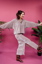 Velvet Batwing Top in Oyster - Megan Crook