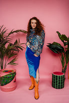 Funnel Neck Jumper in Navy Marble - Megan Crook