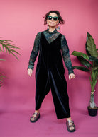 Mock Turtleneck in Bottle Green Leopard Burnout Jersey - Megan Crook