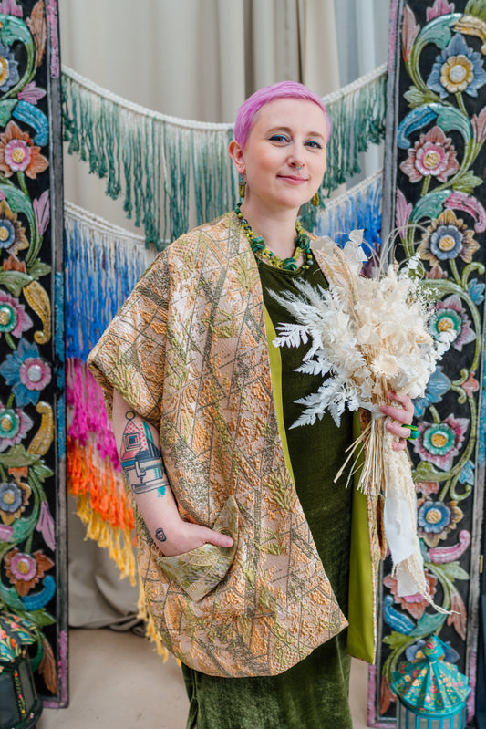 Lined Shawl Kimono in Lichen