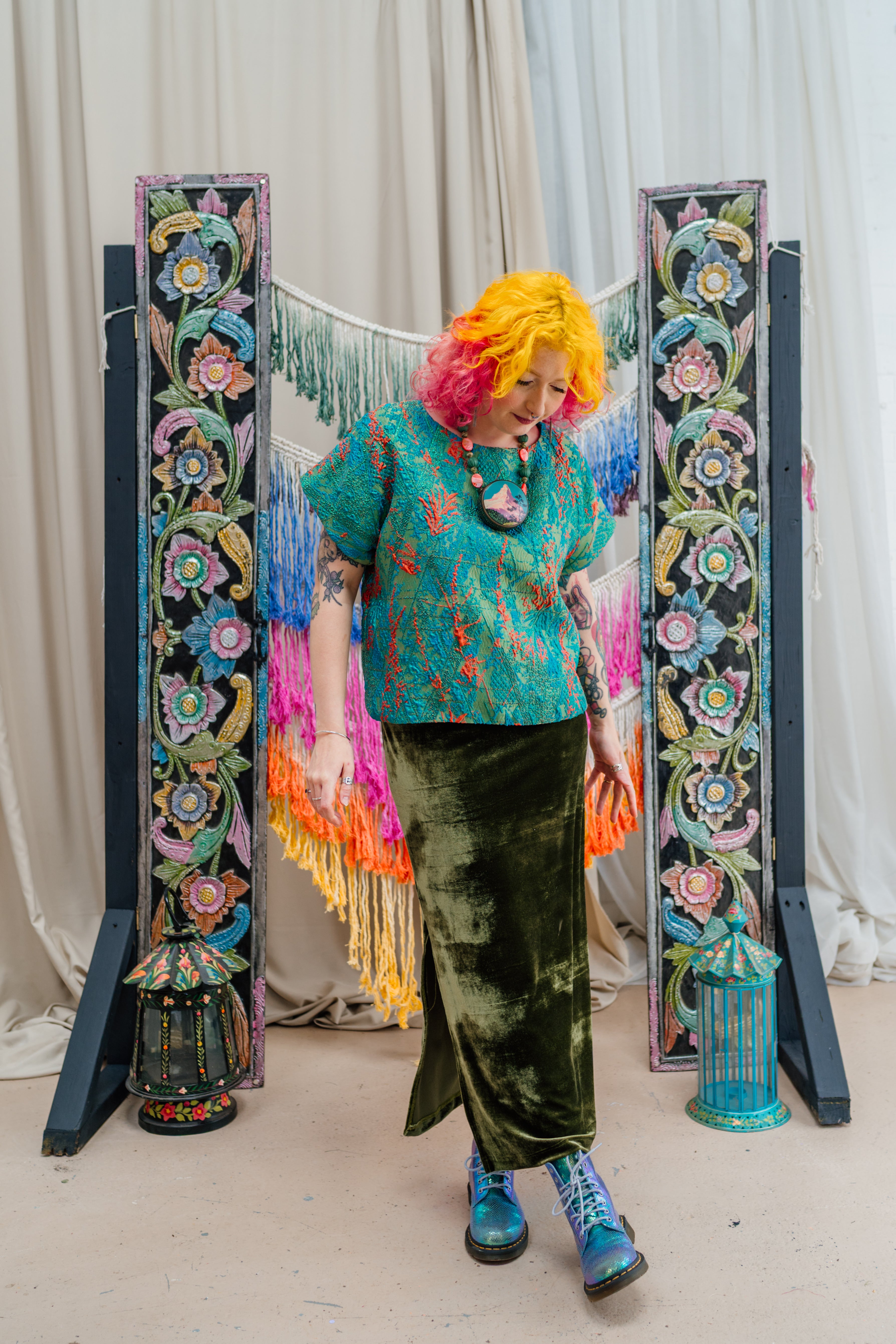 Shift Top in Green Paradise - Megan Crook