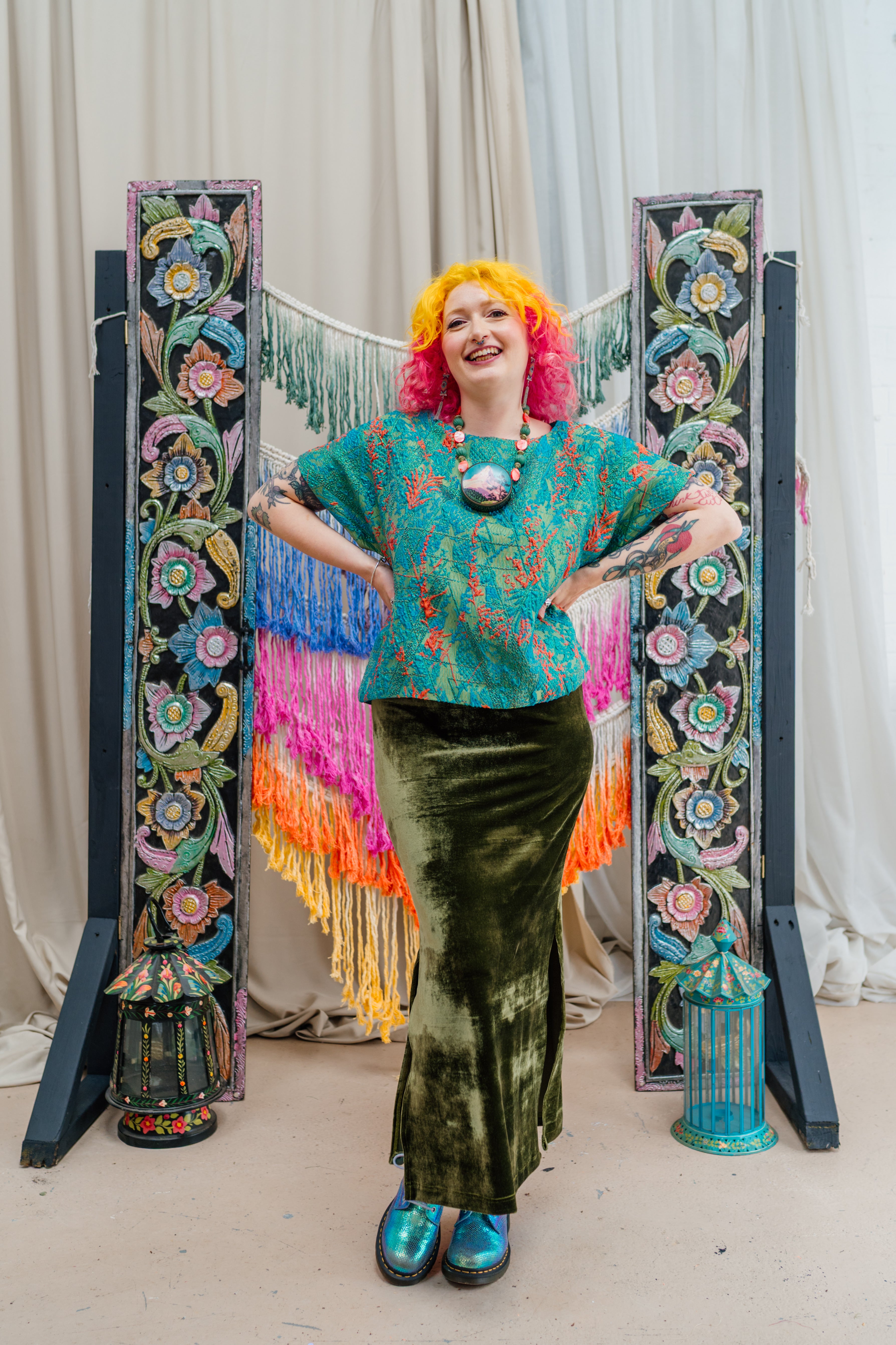 Shift Top in Green Paradise - Megan Crook