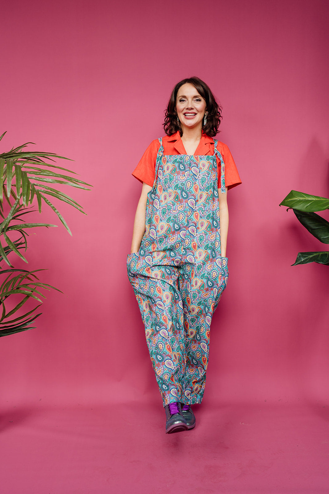 Bowling Shirt in Orange Linen