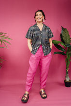 Load image into Gallery viewer, Long Bowling Shirt in Pastel Gingham Needlecord