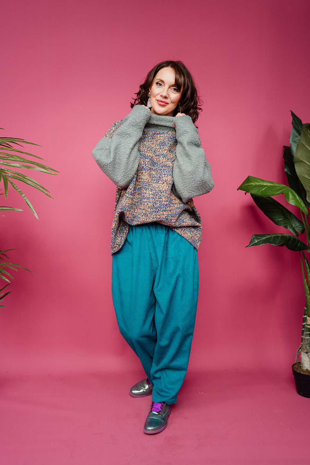 Tapered Trousers in Teal Cord - Megan Crook
