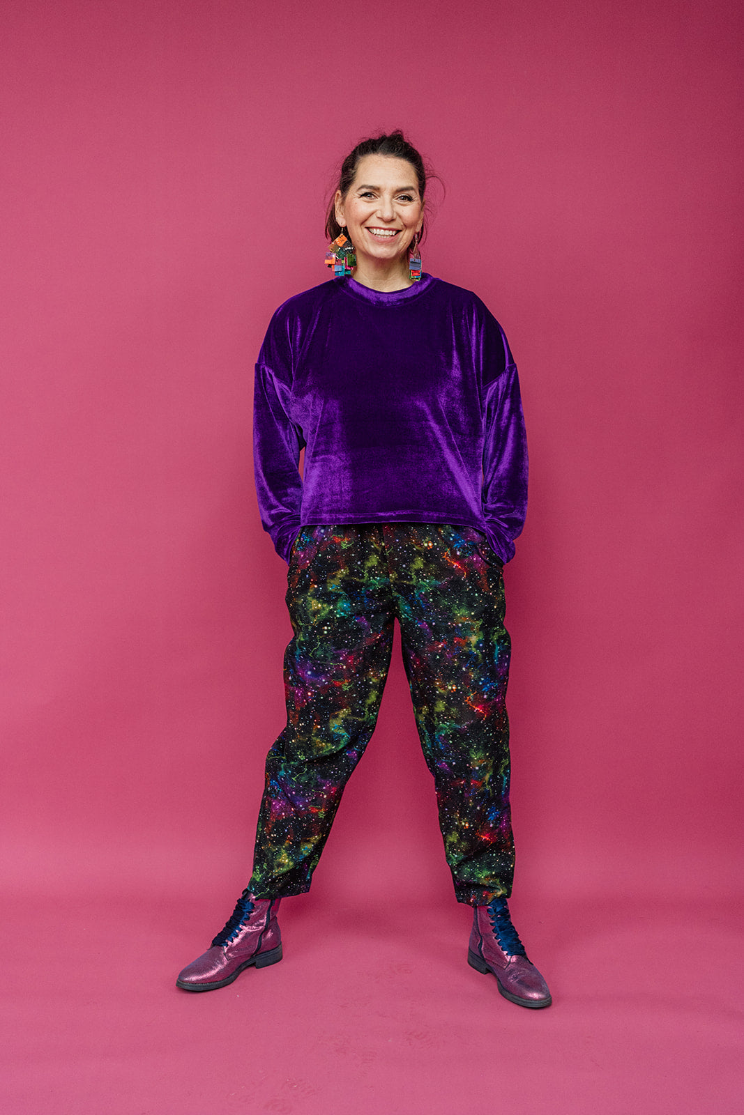 Velvet Batwing Top in Purple - Megan Crook