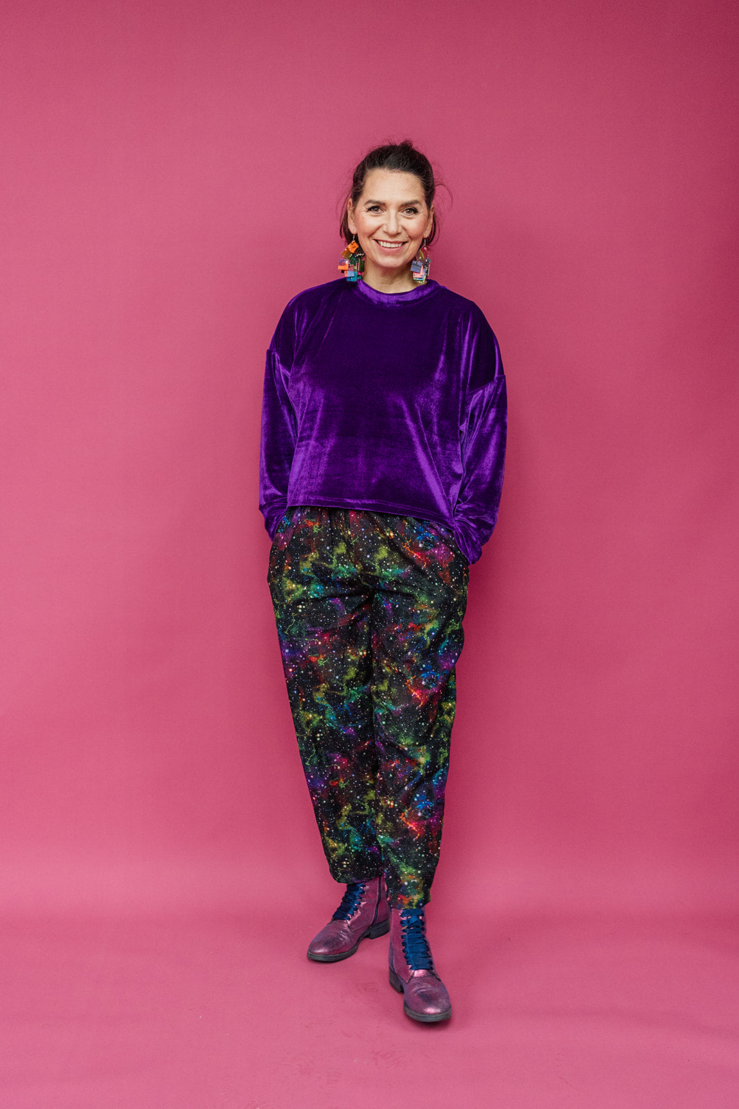 Velvet Batwing Top in Purple - Megan Crook