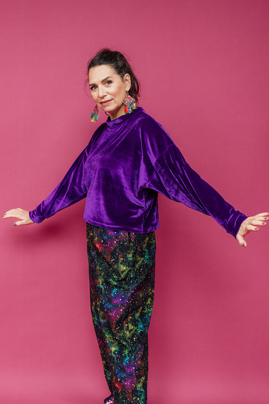 Velvet Batwing Top in Purple - Megan Crook