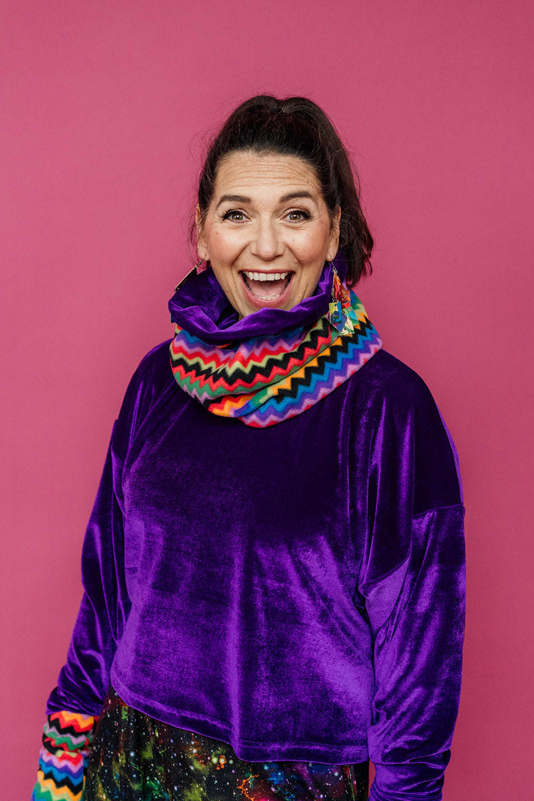 Velvet Batwing Top in Purple - Megan Crook