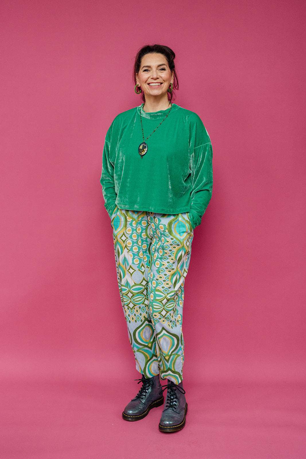 Velvet Batwing Top in Jade + 1 Colour - Megan Crook