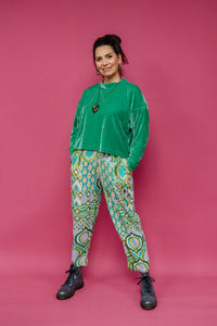 Ankle Grazer Trousers in Retro Diamond Jade