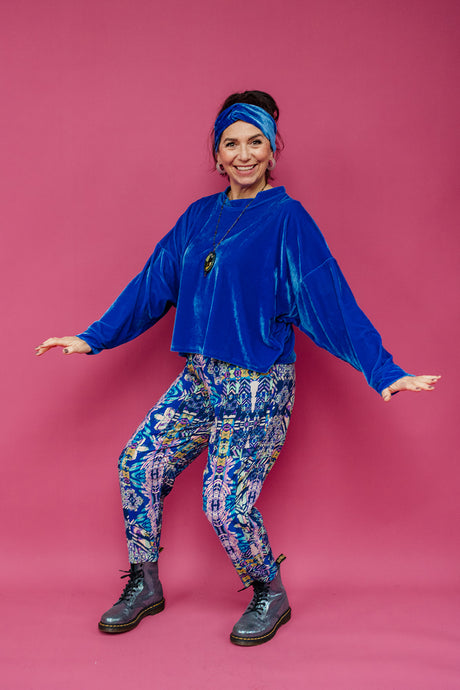 Velvet Batwing Top in Cornflower