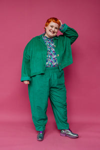 Corduroy Cropped Chore Jacket in Emerald Green