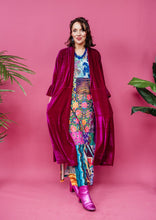 Load image into Gallery viewer, *Pre Order* Velvet Ruffle Maxi Cardigan in Cerise