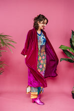 Load image into Gallery viewer, *Pre Order* Velvet Ruffle Maxi Cardigan in Cerise