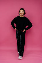 Velvet Batwing Top in Black - Megan Crook