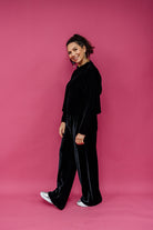 Velvet Batwing Top in Black - Megan Crook
