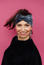 Load image into Gallery viewer, Velvet Headband in Steel Grey