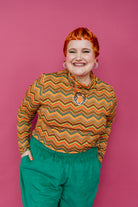 Long Sleeved Turtleneck in Retro Chevron - Megan Crook