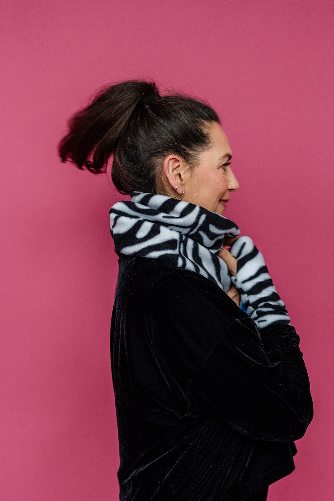 Reversible Fleece & Velvet Snood in Zebra