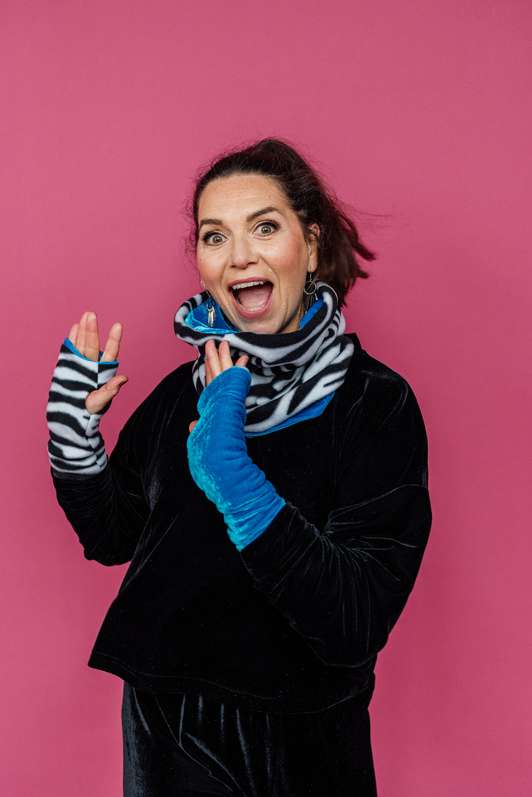 Reversible Fleece & Velvet Snood in Zebra