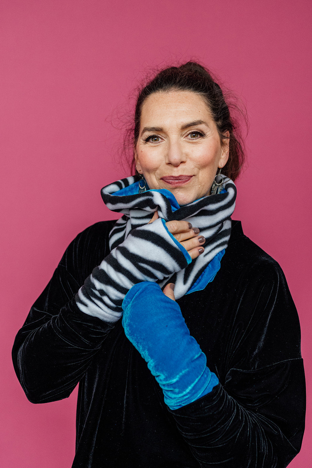 Reversible Fleece & Velvet Snood in Zebra