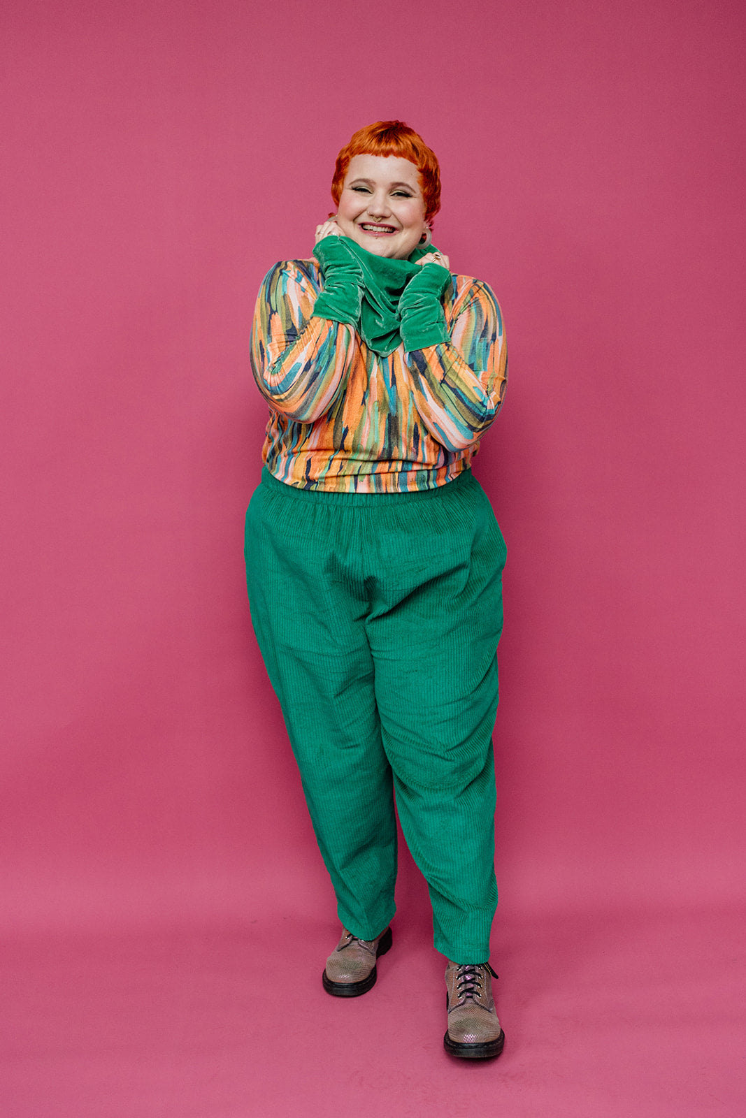 Long Sleeved Mock Turtleneck in Meadow - Megan Crook