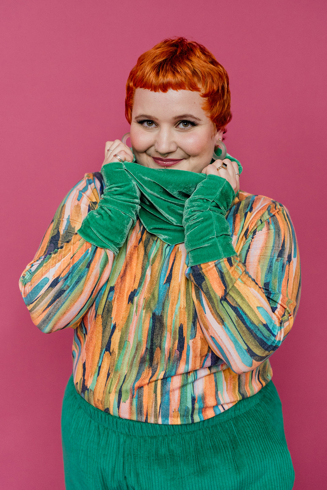 Long Sleeved Mock Turtleneck in Meadow - Megan Crook