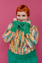 Velvet Wrist Warmers Set in Jade - Megan Crook