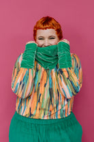 Velvet Cowl and Wrist Warmers Set in Jade - Megan Crook