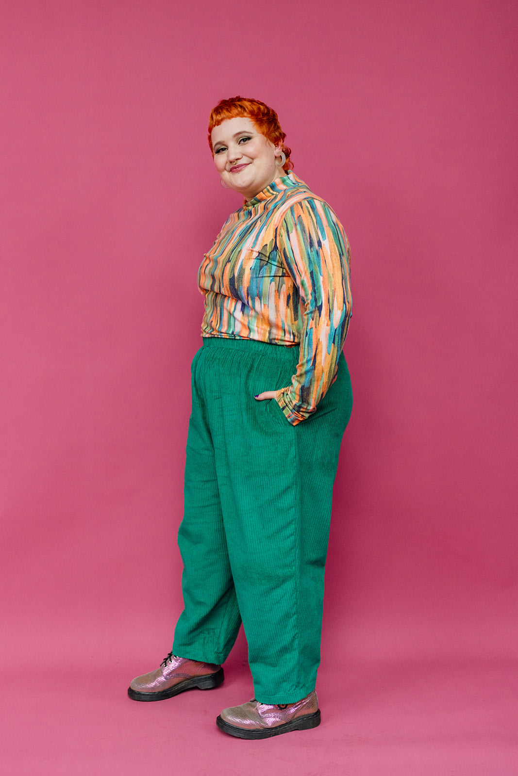 Long Sleeved Mock Turtleneck in Meadow - Megan Crook