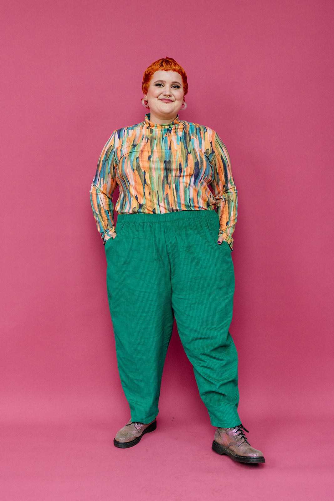 Tapered Trousers in Emerald Cord - Megan Crook