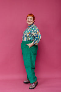 Ankle Grazer Trousers in Emerald Cord